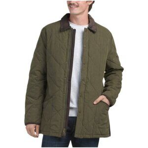 Rainforest Mens Heritage Insulated Diamond Quilted Harbor Coat Green Medium